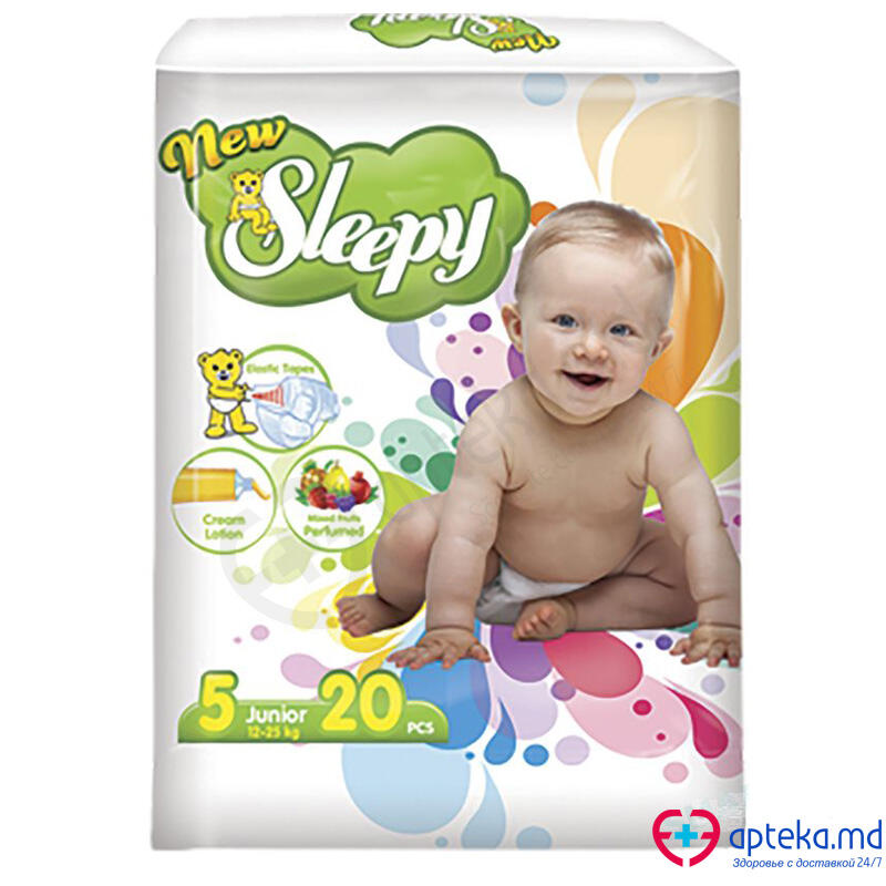 SLEEPY Підгузки дитячі  Super pack Baby diaper 12-25кг 32шт (533)*5