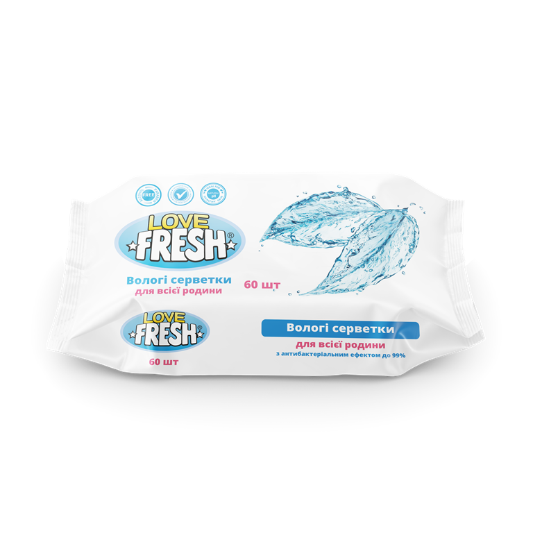 Салфетки влажные Love Fresh для всей семьи 60шт * 30