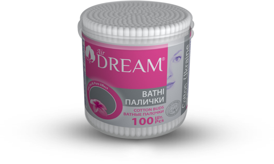 Ватні палички ТМ "Air Dream" 100шт банка поліпропіленова*50