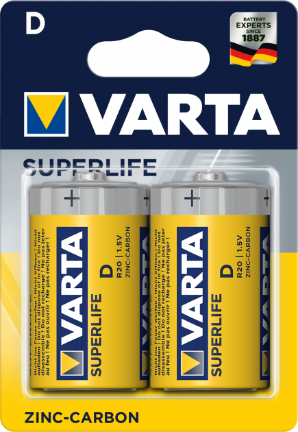 Батарейка  VARTA SUPERLIFE D FOL BLI 2 ZINK-CARBON*12*(540)