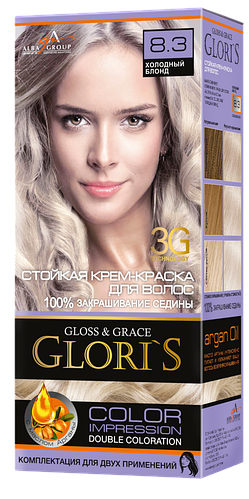 Крем-фарба ТМ "Glori's" Холодний блонд 8.3 б *24