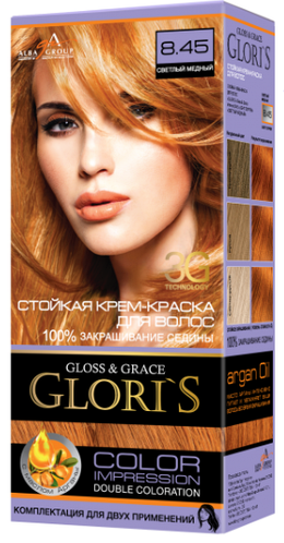 Крем-краска ТМ Glori\'s Светлый медный 8.45