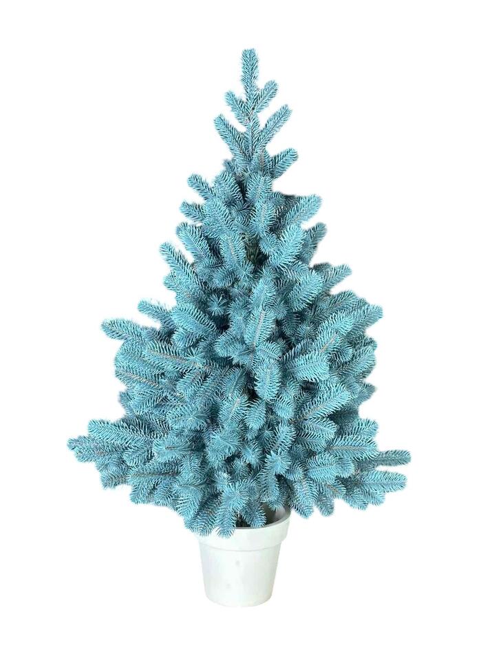 Елка литая в горшке голубая 0.7м