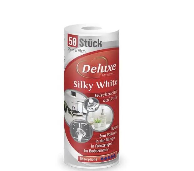 Deluxe Silky White 50шт многоразовые салфетки для уборки в рулоне *24