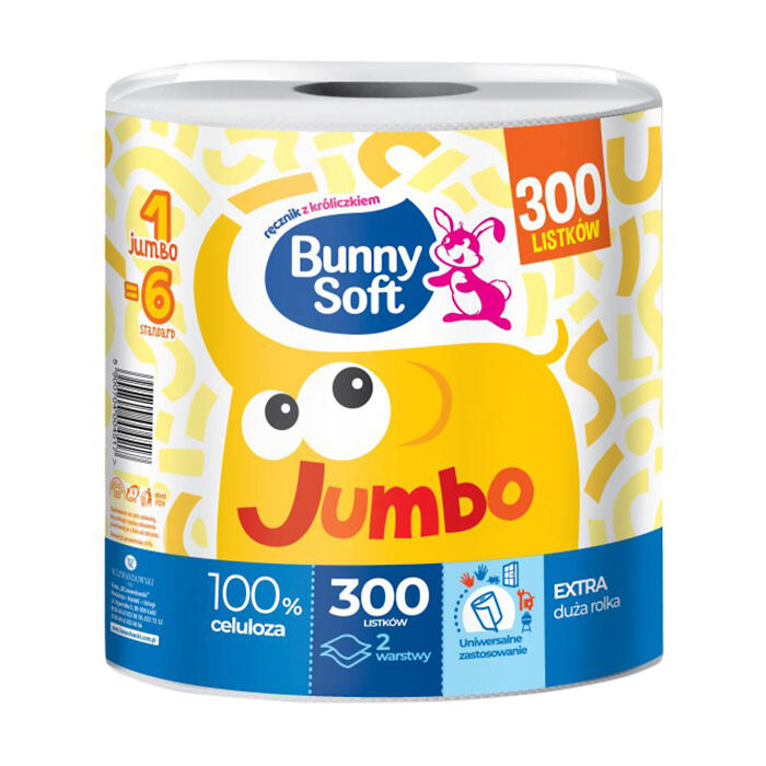 Рушник целюлозний "Bunny Soft JUMBO"  2шар 1шт 300 відрив*6