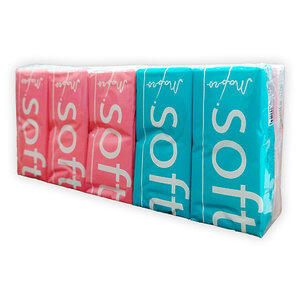 Паперові хустинки Soft 10шт. (рож./бірюза)*10